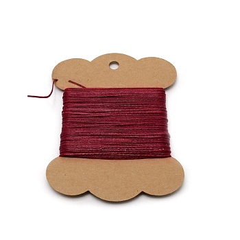 Wax Cord, with Craft Paper Cards, Flat, for Bracelet Making, Dark Red, 1mm, about 32.81 Yards(30m)/Card