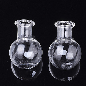 Handmade One Hole Blown Glass Globe Cover, For Bottle Pendant Making, Clear, 26x18mm, Hole: 6mm, Bottle Capacity: 2.5ml(0.08 fl. oz)