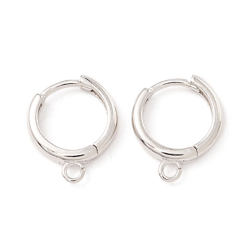 Brass Hoop Earring Findings, with Horizontal Loops, Cadmium Free & Lead Free, Long-Lasting Plated, Platinum, 17x13.5x3mm, Hole: 1.8mm, Pin: 1mm