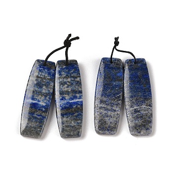 2Pcs Natural Lapis Lazuli Pendants, Gems Charms, Rectangle, 38x13x4mm, Hole: 1mm.