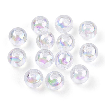 Transparent Acrylic Beads, AB Colors Plated, Round, Clear AB, 6mm, Hole: 1.8mm, about 4800pcs/500g