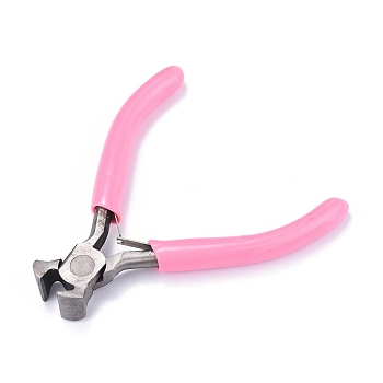 45# Carbon Steel Jewelry Pliers, End Cutting Pliers/End Nipper Pliers, Polishing, Pink, 9.5x7.6x0.9cm