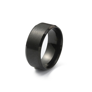 201 Stainless Steel Plain Band Ring for Women, Matte Gunmetal Color, US Size 7(17.3mm)