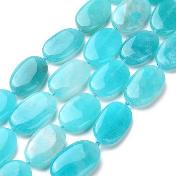 Natural Amazonite Beads Strands, Oval, 22~24x13.5~15x4.5~6mm, Hole: 1mm, about 16pcs/strand, 16.54''(42cm)