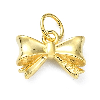 925 Sterling Silver Bowknot Charms, with Jump Rings & 925 Stamp, Golden, 10x13x4mm, Hole: 4mm