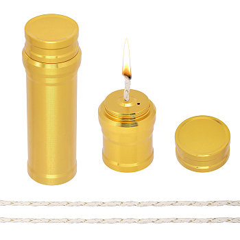 2 Sets 2 Styles Aluminum Alloy Alcohol Burner, with Cotton Cord Wick, for Lab Supplies, Make Tea or Coffee, Golden, 29.5~30x45.5~92mm, 1 set/style