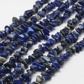 Natural Lapis Lazuli Beads Strands, Chip, Blue, 3~5x7~13x2~4mm, Hole: 0.4mm, 32 inch