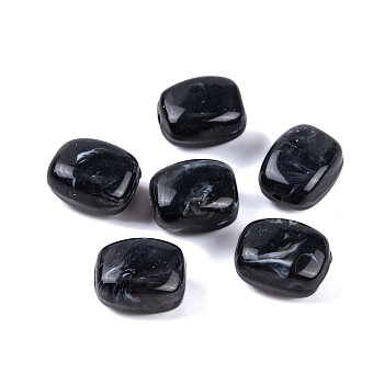 Acrylic Bead, Imitation Jade, Rectangle, Black, 13x11x8mm, Hole: 1.5mm. 510pcs/500g