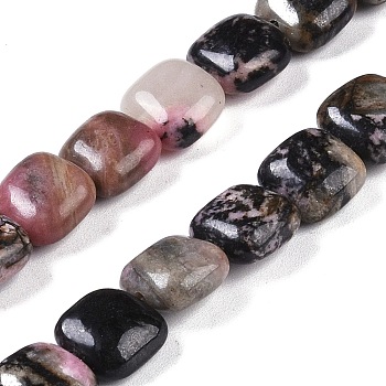 Natural Rhodonite Beads Strands, Square, 8.5x8.5x5mm, Hole: 1.6mm, about 50pcs/strand, 16.34''(41.5cm)