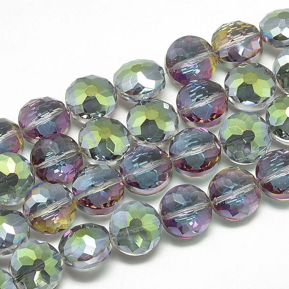 20x12x9mm 4pcs Drop Electroplate Rainbow Plated Glass Beads Strands,Faceted 