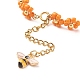 Glass Seed Beaded Flower Necklace with Alloy Enamel Bee Charm(NJEW-JN03817-04)-5