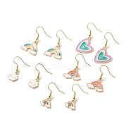 Alloy Enamel Dangle Earrings, Brass Jewelry for Women, Mixed Shape, Mixed Color, 28~38mm, Pin: 0.7mm(EJEW-JE04775)