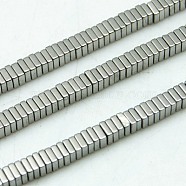 Non-magnetic Synthetic Hematite Beads Strands, Square Heishi Beads, Silver Plated, 3x3mm, Hole: 1mm, 15.7 inch(G-K003-3mm-06)