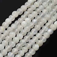 Natural White Moonstone Beads Strands, Round, 5mm, Hole: 1mm, about 80~83pcs/strand, 15.7 inch(40cm)(G-P335-04-5mm)