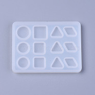 Silicone Molds, Resin Casting Molds, For UV Resin, Epoxy Resin Jewelry Making, Flat Round & Square & Triangle & Quadrilateral, White, 50x66.5x5.5mm, Inner Diameter: 8~12x8~12mm(X-DIY-L014-18)