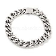 Non-Tarnish 201 Stainless Steel Cuban Link Chain Bracelets for Women and Men, Stainless Steel Color, 8-5/8 inch(22cm)(BJEW-F473-01P-03)