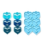 Valentine's Day Theme DIY Pendant Silicone Molds, for Earring Makings, Resin Casting Molds, For UV Resin, Epoxy Resin Jewelry Making, Heart, Deep Sky Blue, 71x48x4mm, Hole: 3mm(DIY-C009-02F)