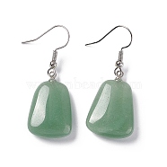 Natural Green Aventurine Trapezoid Dangle Earrings, Platinum Brass Jewelry for Women, 41mm, Pin: 0.7mm(EJEW-D188-02P-06)