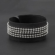 304 Stainless Steel Ball Chains Multi-strand Bracelet for Women, Silver, 7-1/8 inch(18cm)(BJEW-G669-11S)