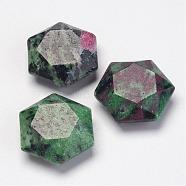 Natural Ruby in Zoisite Pendants, Hexagon, 28~29x25x9~10mm, Hole: 1.5mm(G-P264-04)