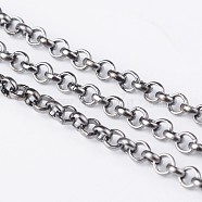 Iron Rolo Chains, Belcher Chain, Unwelded, Cadmium Free & Nickel Free & Lead Free, Gunmetal, 2.5x1mm, about 328.08 Feet(100m)/roll(CH-S067-B-NR)
