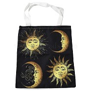 Canvas Tote Bags, Reusable Polycotton Canvas Bags, for Shopping, Crafts, Gifts, Moon, Sun, 59cm(ABAG-M005-01A)