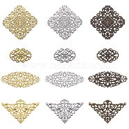 Iron Links, Etched Metal Embellishments, Mixed Shapes, Mixed Color, 118x72x35mm, 60pcs/box(IFIN-PH0024-11)