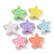 UV Plating Iridescent Acrylic Beads, Star, Mixed Color, 20x21x9mm, Hole: 2.5mm(OACR-G039-17)