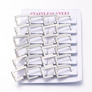 304 Stainless Steel Huggie Hoop Earrings, Rectangle, Stainless Steel Color, 20x13x3mm, Pin: 1mm, 12pairs/card(EJEW-O099-10P)