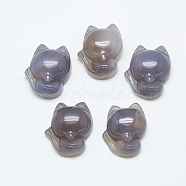 Natural Grey Agate Pendants, Fox, 22.5~23x19~20x8.5~9.5mm, Hole: 1mm(G-T122-16C)