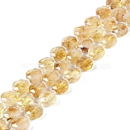 Natural Citrine Beads Strands, with Seed Beads, Faceted Hexagonal Cut, Flat Round, 10~11x5~6mm, Hole: 1mm, about 30~31pcs/strand, 14.57~14.96 inch(37~38cm)(G-N342-10)