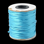 Nylon Cord, Satin Rattail Cord, for Beading Jewelry Making, Chinese Knotting, Deep Sky Blue, 2mm, about 50yards/roll(150 feet/roll)(NWIR-A003-11)
