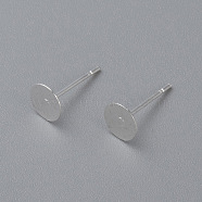 304 Stainless Steel Stud Earring Findings, Flat Round, Silver, 6x0.3mm, Pin: 0.7mm(STAS-H436-24S-6mm)