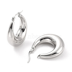 Non-Tarnish 304 Stainless Steel Chunky Hoop Earrings for Women, Stainless Steel Color, 32x28x10mm, Pin: 0.6mm(EJEW-F280-06E-P)