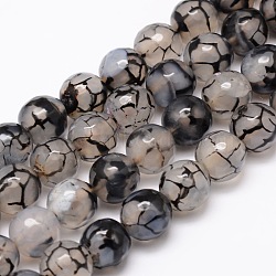Dyed Natural Agate Faceted Round Beads Strands, Gainsboro, 8mm, Hole: 1mm, about 48pcs/strand, 15.3 inch(X-G-E320E-8mm-12)