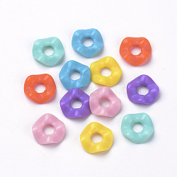 Opaque Acrylic Beads, Donut, Mixed Color, 13x3mm, Hole: 4.5mm, about 210pcs/50g(X-MACR-Q169-97)