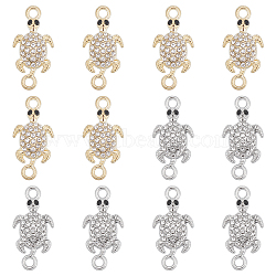 40Pcs 2 Colors Alloy Crystal Rhinestone Connector Charms, Turtle Links, Platinum & Golden, 26x12.5x3mm, Hole: 2mm, 20pcs/color(FIND-SC0007-41)