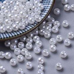 White Chunky Imitation Loose Acrylic Round Spacer Pearl Beads for Kids Jewelry, 5mm, Hole: 1mm(X-PACR-5D-1)