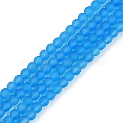 Transparent Glass Beads Strands, for Beading Jewelry Making, Frosted, Round, Deep Sky Blue, 4.5mm, Hole: 0.6mm, about 204pcs/strand, 31.89 inch(81cm)(GLAA-XCP0001-50)