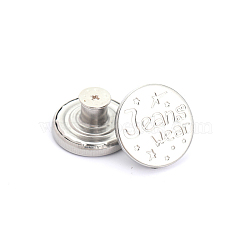 Alloy Button Pins for Jeans, Nautical Buttons, Garment Accessories, Round with Word, Platinum, 20mm(PURS-PW0009-01I-02P)