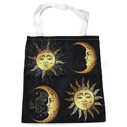 Canvas Tote Bags, Reusable Polycotton Canvas Bags, for Shopping, Crafts, Gifts, Moon, Sun, 59cm(ABAG-M005-01A)