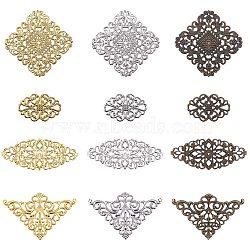 Iron Links, Etched Metal Embellishments, Mixed Shapes, Mixed Color, 118x72x35mm, 60pcs/box(IFIN-PH0024-11)