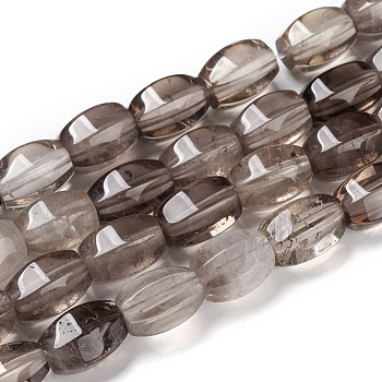 Natural Smoky Quartz Beads Strands, Faceted, Rice, 14~15x10~12x10~12mm, Hole: 1.2mm, about 27pcs/strand, 15.35 inch(39cm)