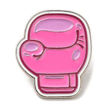 Pink Series Enamel Pins, Platinum Tone Alloy Brooches for Clothes Backpack Women, Gloves, 30x25.5x1.5mm