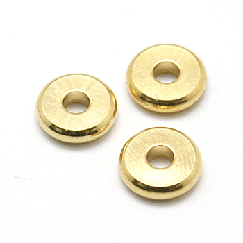 Brass Spacer Beads, Disc, Disk Beads, Golden, 10x2.5mm, Hole: 3mm