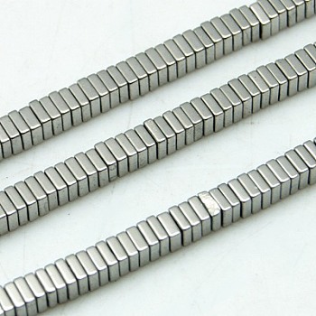 Non-magnetic Synthetic Hematite Beads Strands, Square Heishi Beads, Silver Plated, 3x3mm, Hole: 1mm, 15.7 inch