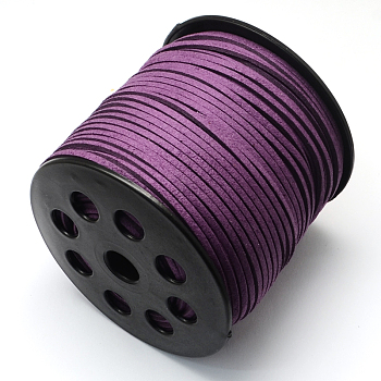 Faux Suede Cords, Faux Suede Lace, Purple, 2.7x1.5mm, about 27.34 yards(25m)/roll
