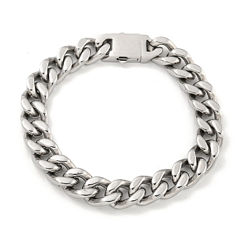 Non-Tarnish 201 Stainless Steel Cuban Link Chain Bracelets for Women and Men, Stainless Steel Color, 8-5/8 inch(22cm)