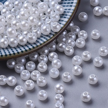 White Chunky Imitation Loose Acrylic Round Spacer Pearl Beads for Kids Jewelry, 5mm, Hole: 1mm