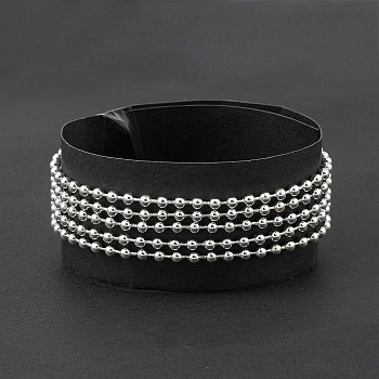 304 Stainless Steel Ball Chains Multi-strand Bracelet for Women, Silver, 7-1/8 inch(18cm)